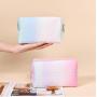 Travel Portable Tie Dye Toiletries Organizer Storage Bag Make Up Pouch Fashion PU Leather Gradient Color Cosmetic Bag
