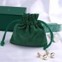 Custom Logo Printing Velvet Jewelry Packaging Pouch Bag For Earring Necklace Bracelet Mini Velvet Christmas Gift Drawstring Bag