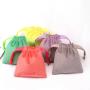 Custom Logo Printed Small Velvet Jewelry Packaging Luxury Drawstring Bag Gift Perfume Pouch With Ribbon