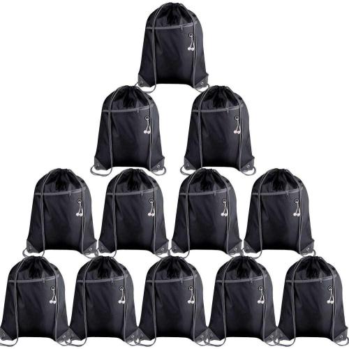 Gelory Custom Logo Sports Gym Cinch Backpack String Tote Bag Bulk Drawstring Backpack Bags with Zipper Pocket and Headphone Hole