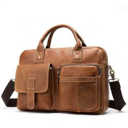 Men's Leather Business Handbag Full Grain Cow Hide Briefcase Bag For Men