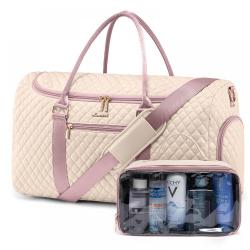 LOVEVOOK wholesale quilted carry on bags 2pc travel organizer bag set custom women travelling gym weekender luggage travel bag