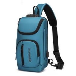 ZR772 Hot Selling Chest Bag Men New USB Shoulder Bag Sports Travel Crossbody Bag Leisure Solid Color Oxford Cloth Satchel