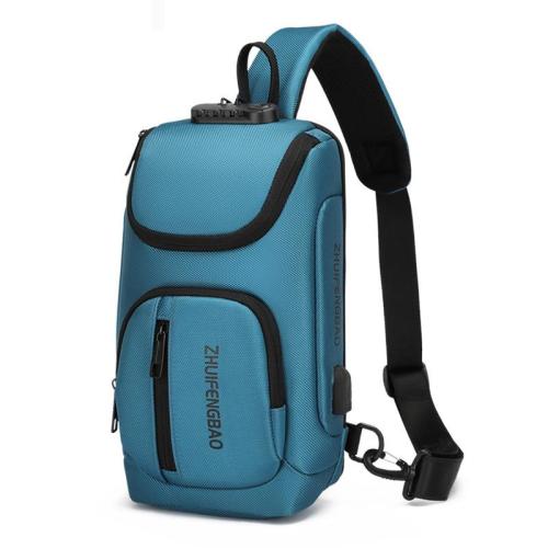 ZR772 Hot Selling Chest Bag Men New USB Shoulder Bag Sports Travel Crossbody Bag Leisure Solid Color Oxford Cloth Satchel