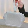 Designer Rhinestone Elegant Clutch Bag Purses Big Wedding Evening Crystal Bucket Bag Silver For Woman