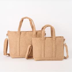 High Quality Low Price Portable Bag Storage Huge Reusable Folding Cheap Ladies Women Large Capacity Zip Fuzzy Sherpa Tote Bag