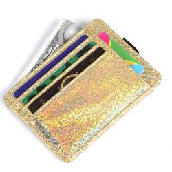 ZHF080 Cross-border Korean Laser Sequin PU Leather Women's Wallet Creative Elastic Band Card Bag Card Holder