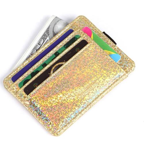 ZHF080 Cross-border Korean Laser Sequin PU Leather Women's Wallet Creative Elastic Band Card Bag Card Holder