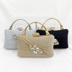 Polyester Cheongsam Flowers Party Bag Bolsos New Fashion Ladies Handbags Pure Color Diamond Dinner Bag