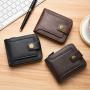 ZWY016 Vintage Folding Men Short Wallet New Horizontal Zipper PU Portable Card Holder Waterproof Business Compact Money Clip