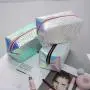 Wholesale Dazzling Color Laser PU Cosmetic Pouch Travel Portable Shiny Glitter Square Makeup Bag Waterproof