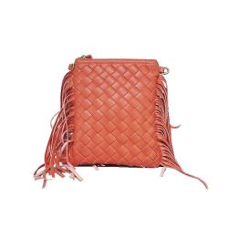 2024 Custom Handmade Woven Leather Crossbody Bag For Women Luxury With Tassel Shoulder Strap