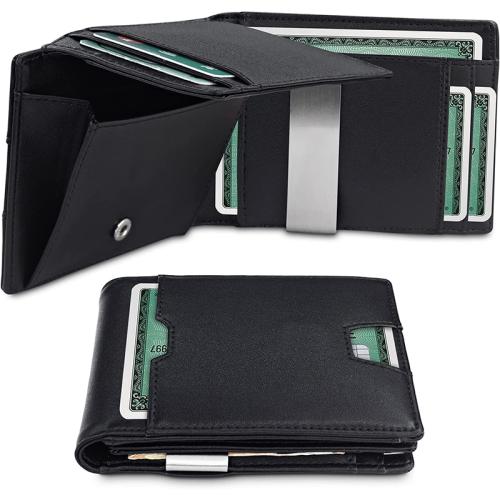 Wholesale leather money clip slim front pocket wallet rfid Blocking mens wallet money clips