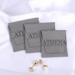 Luxury Gray Microfiber Jewelry Pouch Bag Custom Logo Jewelry Envelope Earring Necklace Packaging Microfiber Bag