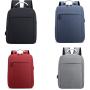 HR006 Unisex Solid Color Laptop Backpack USB Charging Oxford Polyester Shoulder Bag Portable Lightweight Universal Computer Bag