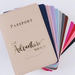 ZR909 Passport Bag Gold Stamping Multi-color Aircraft Pattern Leather Hand Sewn PU Passport Clip Custom Logo Passport Cover