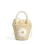 2024 Spring And Summer New Women'S Bag Small Daisies Embroidered Straw Handbag Pastoral Wind Bucket Bag Shoulder Crossbody Bag