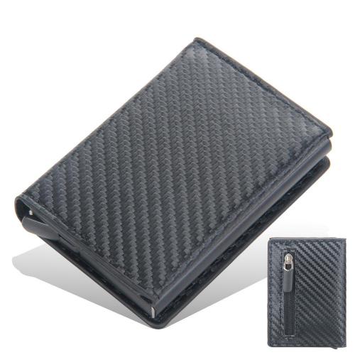 OEP004 Custom Short Card Holder Rfid Blocking Carbon Fiber Card Holder Pop Up Wallet Credit Card Holder for Men and Women