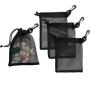 High Quality Custom Logo Laundry Mesh Bag Small Black Mesh Jewelry Gift Drawstring Bag With Clip