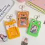 2023 Fashion Cute Kpop Custom Design Clear PVC Window Plush Embroidery Frog Photo Card Holder With Keychain