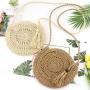 Bolsos New Fashion Zipper Straw Bag Hand-made Paper Rope Cross Body Bag Round Tassel Weave Bag