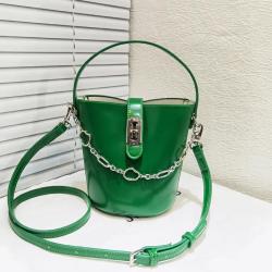 2024 Smooth Leather Women Hand Bags Removable Chain Bucket Bag With Small Purse