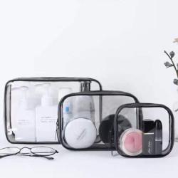 2022 Custom Transparent Retail Waterproof Pvc Clear Zipper Travel Packing Makeup Brush Cosmetic Bags