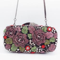 Flower inlaid diamond full diamond banquet women's bag in hand