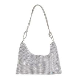 HR425 New Plastics Mesh Rhinestone Knotted Underarm Bag with Diamond Inlay Trend Niche One Shoulder Dinner Clutch Bag Tote Bag