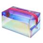Gelory Travel Large Capacity Zipper Makeup Pouch Fashion Custom Holographic Pvc Clear Makeup Cosmetic Bag Waterproof