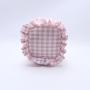 Keymay Fashion Girls Cute Organizer Zipper Pouch Gingham Pouch Check Cosmetic Bag Makeup Bag with Ruffle Edge