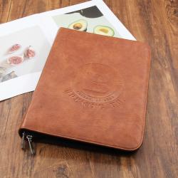Custom document folder leather business portfolio organizer folder A4 zipper portfolio