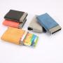 ZX085 Anti-theft Blocking PU Leather Aluminium Credit Card Holder Wallet Metal Vintage Bag Business Card ID Case Money Clips