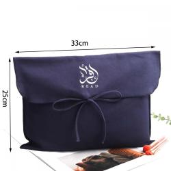 High Quality Blue Cotton Twill Envelope Dust Bag For Handbag Reusable Custom Logo Printed Clothes Shoe Packing Cotton Pouch