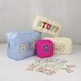 Keymay Custom Private Label Chenille Glitter Letter Patches Nylon Waterpoof Makeup Bags Cosmetic Storage Bag Pouches for School