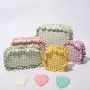 Keymay Fashion Women Girls Gift Bag Zipper Toiletries Organizer Gingham Makeup Bag Pouch Plaid Ruffle Cosmetic Bag