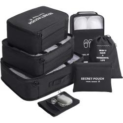 Gelory 7 Set Packing Cubes For Suitcases , Lightweight Travel Luggage Organizer With Shoe Bag & Laundry Bag