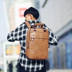 ZWY001 New Fashion Laptop Bag Man Backpack PU Leather Schoolbag Handheld Zipper Business Computer Bag Travel Outdoor Customize