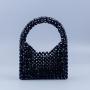 New arrival acrylic resin handmade hand bag silver beaded shoulder bag diy portable mini bucket woven bags for women