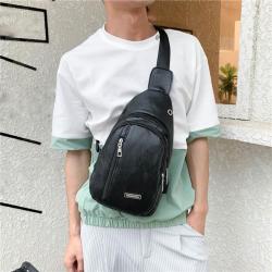 HR610 Hot Selling Man's Chest Bag PU Retro Earphone Hole Outdoor Shoulder Bag Travel Business Waterproof Crossbody Waist Bag