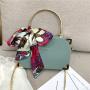New Fashionable Silk Scarf  Handbag Chain One Shoulder PU Leather  Crossbody Bag Vintage Bags with Lock