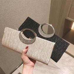 2023 New Fashion wholesale Women's Party Rhinestone Satin Pleated Evening Wedding Party Clutch Purse Wallet Handbag