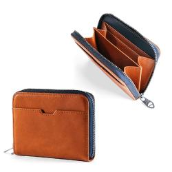 Custom Logo Leather Credit Card Holders Zipper Wallet RFID Blocking Secure Card Case ID Case Organizer Zipper Wallet