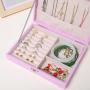 ZX073 Classy PU Leather Jewelry Organizer Display Box Travel Jewelry Case Boxes Ring Necklace Jewelry Holder For Women And Girl