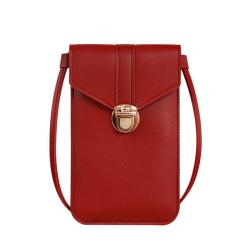 Women's Retro Style Mobile Phone Wallet Thin Tide Lock Sling Portable with Touch Screen Access Small Buckle Design for Students