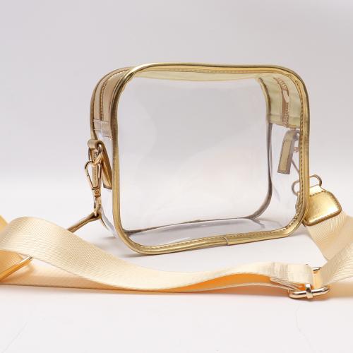 Keymay Stock NO MOQ New Gold 9 Colors Concert Purse Long Shoulder Strap Game Day Clear PVC Shoulder Stadium Crossbody Bag Wome