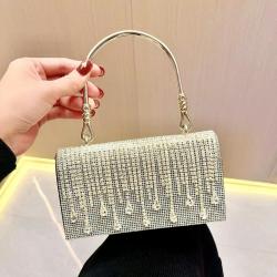 NEW trendy ladies party rhinestone clutch bag purses women's dress golden clutch bag evening bags metal dinner clutch handbags