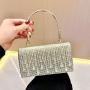 NEW trendy ladies party rhinestone clutch bag purses women's dress golden clutch bag evening bags metal dinner clutch handbags