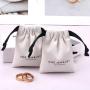 Recyclable Custom Logo Printing Brush Canvas Jewelry Ring Storage Pouch Luxury Soft Drawstring Cotton Jewelry Packing Dust Bag