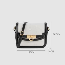 Custom Logo Designer Canvas Elegant Women Cross Body Bag Pu Leather Cotton Handbags For Women Luxury